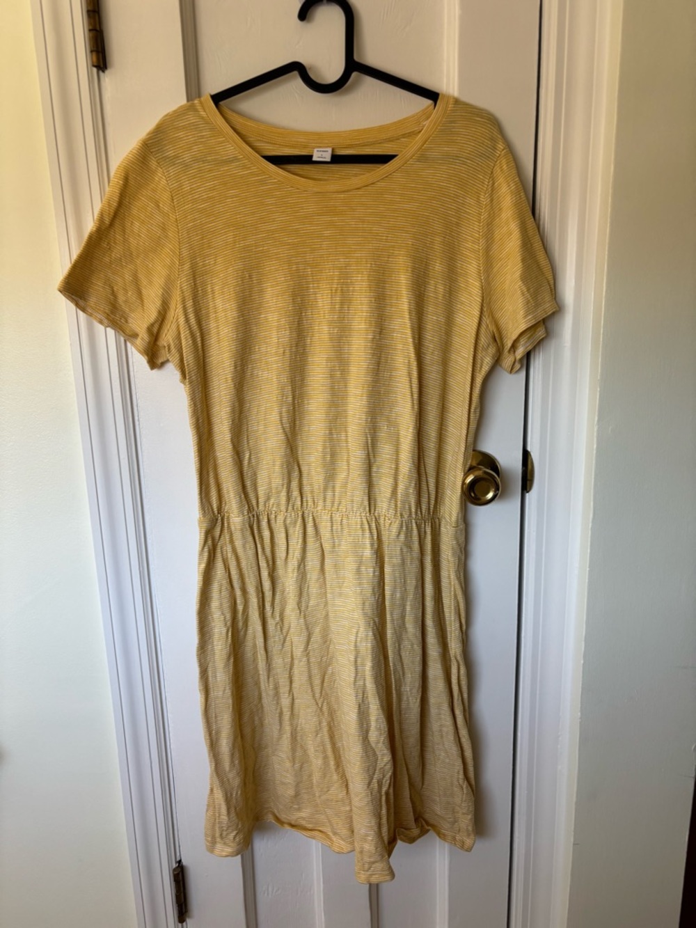 Old Navy Yellow Striped Short Sleeve Mini Dress
